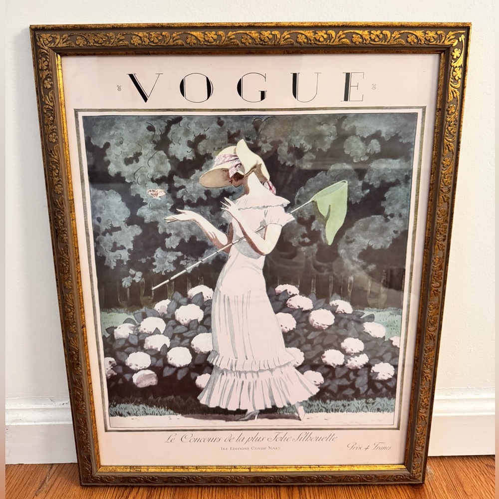 Vintage Vogue Art Print with Gold Frame